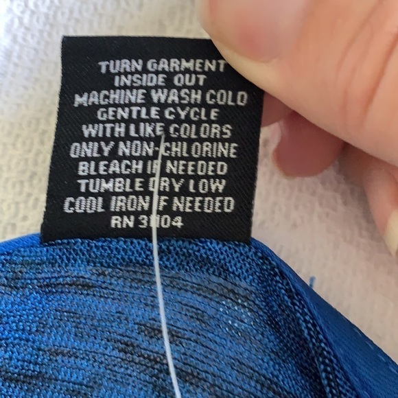 New Directions Asymmetrical Sequined Blouse Blue S - Picture 8 of 8